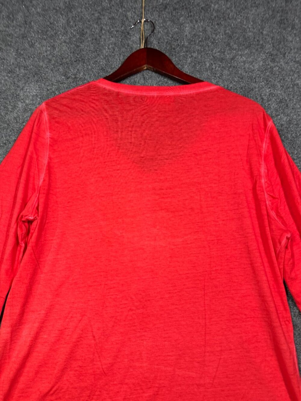 Lauren Ralph Lauren Top Womens Large Red Henley Lightweight Crochet Shoulder - Picture 7 of 7